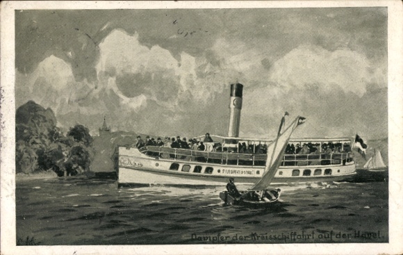 Artist Postcard Circular Shipping on the Lakes of the Havel and the Teltow Canal, Potsdam