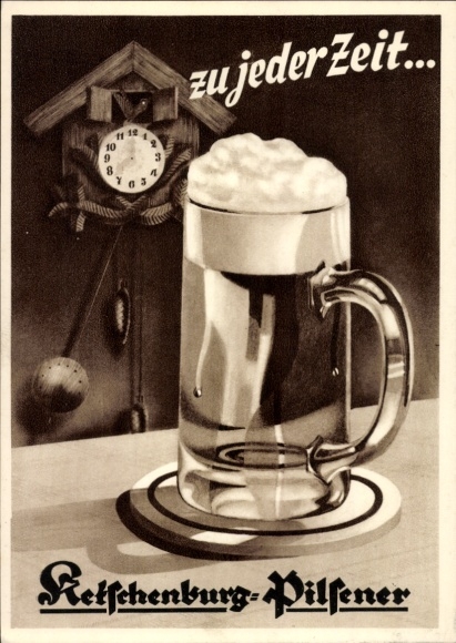 Postcard At Any Time Ketschenburg Pilsener, Beer Mug, Advertising, Cuckoo Clock