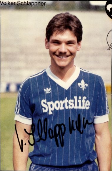 Autogrammkarte Fußballer Volker Schlappner, SV Darmstadt 98, Autogramm