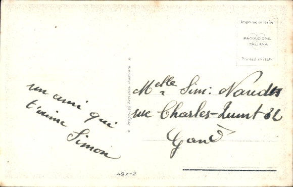 Artist Postcard Bompard, Sergio, Girl standing in front of gifts, Bonne Année