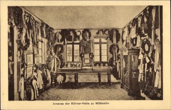 Postcard Wöbbelin in Mecklenburg, interior of the Körner Halle
