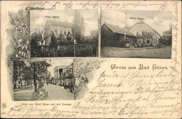 Postcard Bad Eilsen in Lower Saxony, Villa Rinne, Hotel Rinne, Kursaal