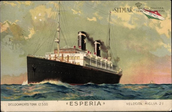 Artist PC Piroscafo Esperia, passenger steamer of the SITMAR