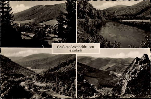 Postcard Wenholthausen Eslohe in the Sauerland, landscape pictures, place