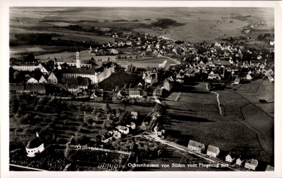 Postcard Ochsenhausen in Württemberg, aerial photograph