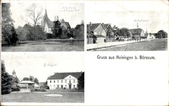 Postcard Heiningen am Oderwald, Catholic Church, Manor