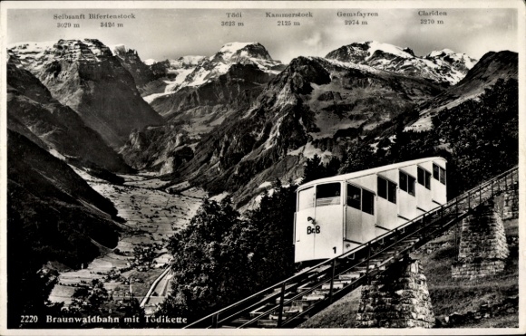 KP Canton Glarus Szwajcaria, Braunwaldbahn, kolejka linowa