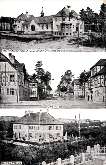 Ak Grafenwöhr in der Oberpfalz Bayern, Truppenübungsplatz, Offizierskasino, Lager, Generalswohnung