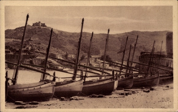Postcard Collioure Pyrénées-Orientales, Peche barques du port d'Amont