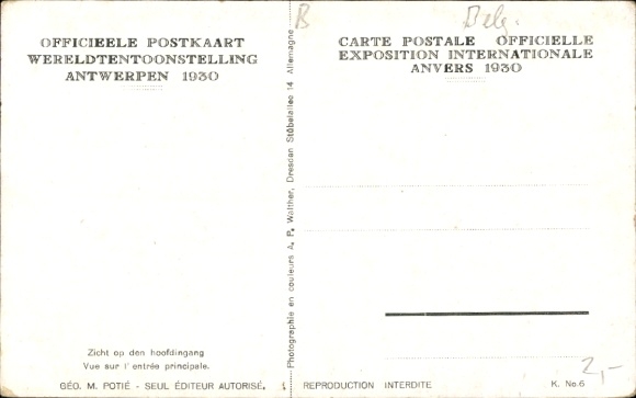 Postcard Antwerp Antwerp Flanders, International Exhibition 1930, main entrance