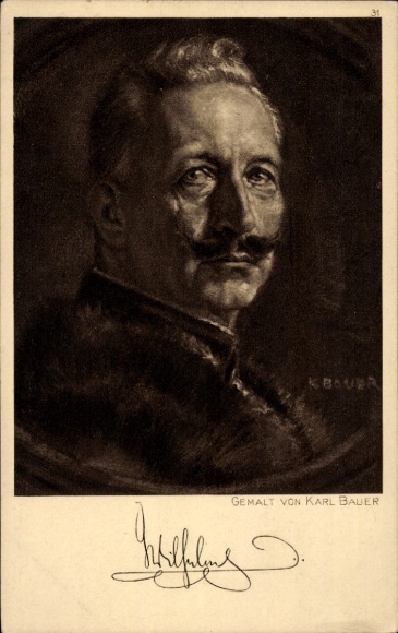 Artist Postcard Bauer, Karl, Kaiser Wilhelm II, Portrait, East Prussia Aid 1914/15