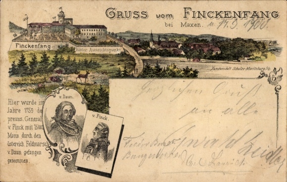 litho Maxen Müglitztal in Saksen, Finckenfang-berg