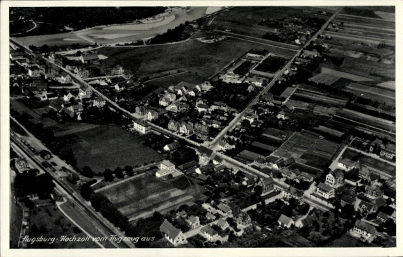 Postcard Hochzoll Augsburg in Swabia, aerial photograph