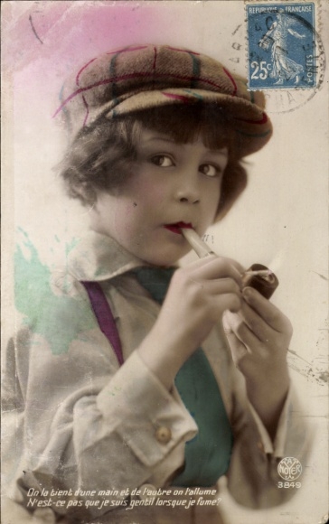 Postcard Portrait, Child with Tobacco Pipe