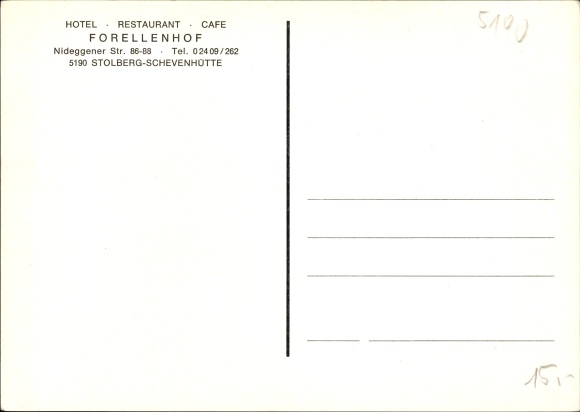Postcard Schevenhütte Stolberg im Rheinland, Hotel Restaurant Forellenhof, Nideggener Str. 86-88