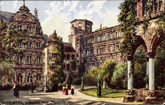 Artist PC Flower, Charles, Heidelberg, view of the courtyard