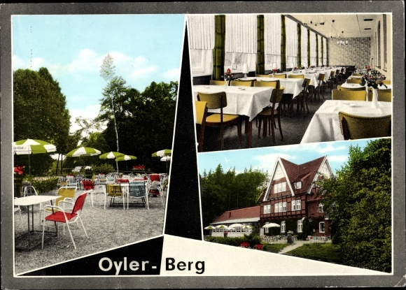 Postcard Oyle Marklohe Lower Saxony, forest restaurant Oyler Berg, inh. Strasbourg, interior view, terrace