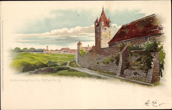 Kunstenaar litho Hammel, Otto, Rothenburg ob der Tauber Midden-Franken, Stöberleinsturm