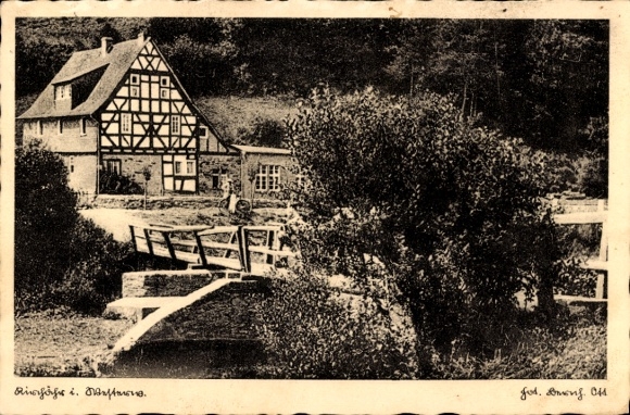 Ak Kirchähr Gackenbach im Westerwald, Teilansicht, Fachwerkhaus