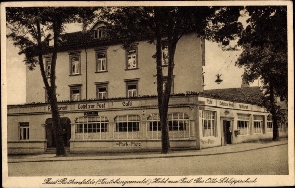 Ak Bad Rothenfelde am Teutoburger Wald, Hotel zur Post, Cafe, Park-Platz, Rad  Teutoburgerwald