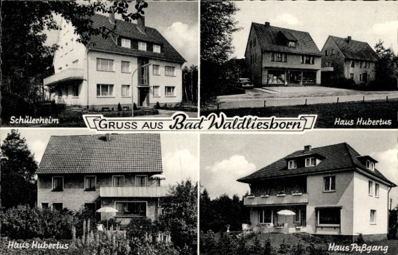 Postcard Bad Waldliesborn Lippstadt Münsterland, student residence, Haus Hubertus, Haus Paßgang