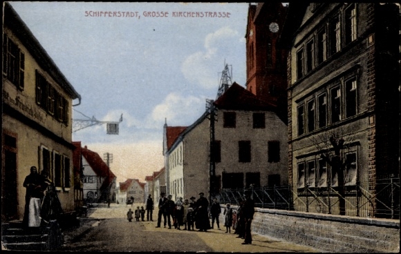 Postcard Schifferstadt in the Palatinate, Große Kirchenstraße