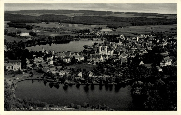 Postcard Bad Waldsee in Upper Swabia Württemberg, aerial photograph