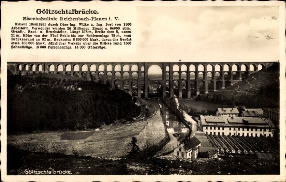 Ak Mylau im Vogtland, Göltzschtalbrücke, Eisenbahnlinie Reichenbach Plauen