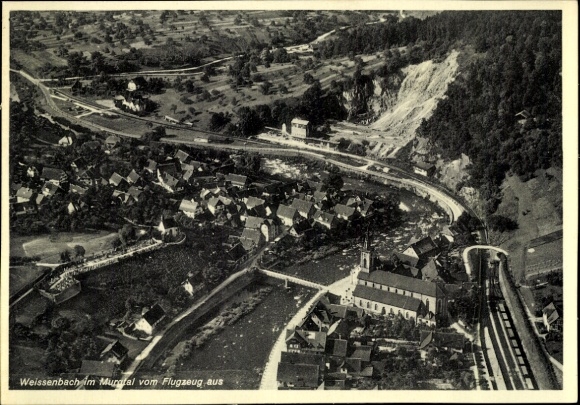 Postcard Weisenbach in the Murgtal Black Forest, aerial photograph