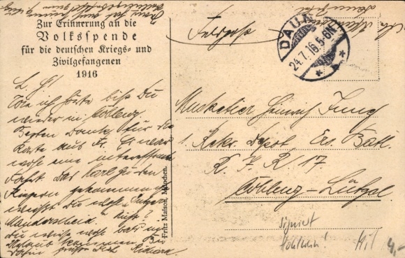Artist Postcard Hohlwein, Ludwig, People's Donation for the German Prisoners of War and Civilians 1916