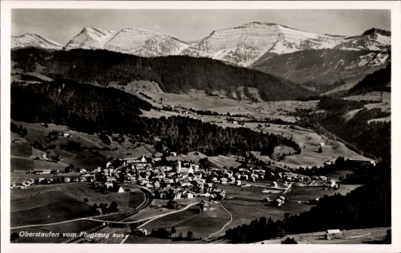 Postcard Oberstaufen in Allgäu, aerial photograph