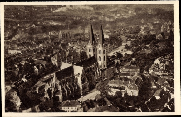 PC Halberstadt in Saxony Anhalt, WHW The beautiful Germany 158, church, place, aerial photograph