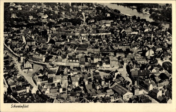 Postcard Schweinfurt in Lower Franconia Bavaria, aerial photograph