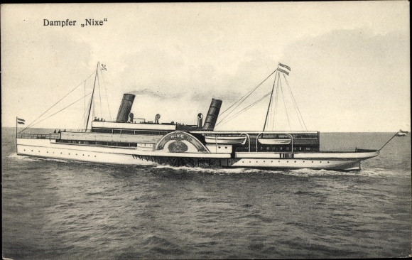 Postcard Dampfer Nixe, passenger ship, also known as a tugboat bee, after the turn of a brothel