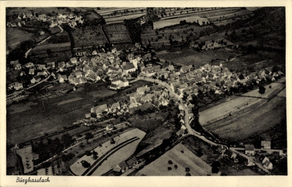 Postcard Burghaslach in Middle Franconia, aerial photograph