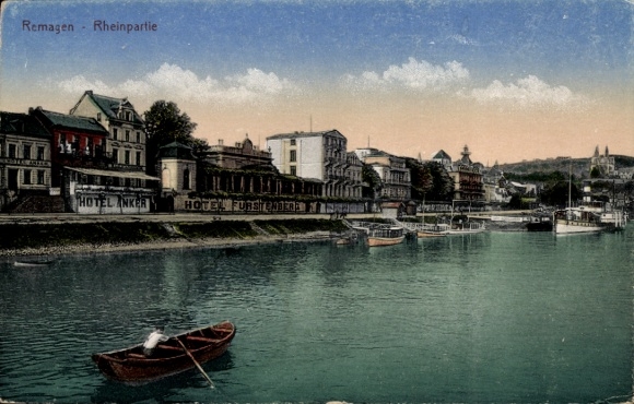 Ak Remagen am Rhein, Panoramablick auf  Rheinpartie, Hotel Furst