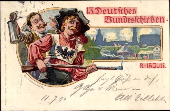 Artist Chromo-Litho Francken, B. v., Dresden, 13th German federal shooting, shooting festival