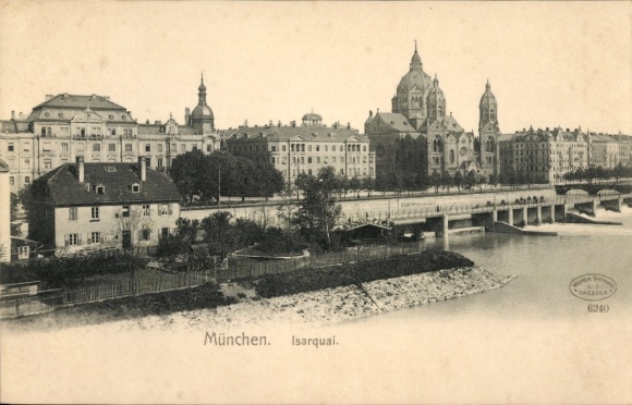 Postcard Munich, Isarquai