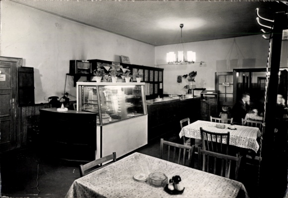 Postcard Michendorf in der Mark, HOG motorway service station, Berliner Ring, interior view