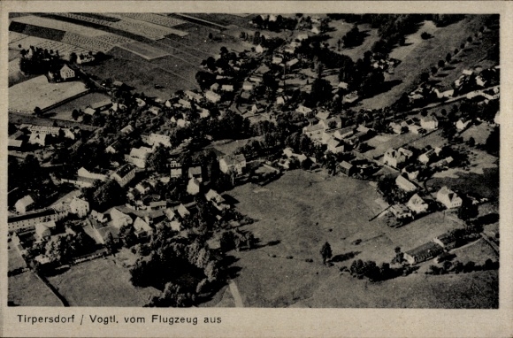 Postcard Tirpersdorf in Vogtland, aerial photography, city panorama