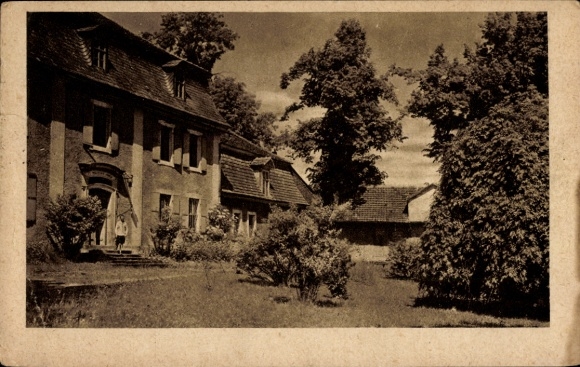 Ak Meuselwitz in Thüringen, Gutshaus, Garten, Bäume,  Architektur