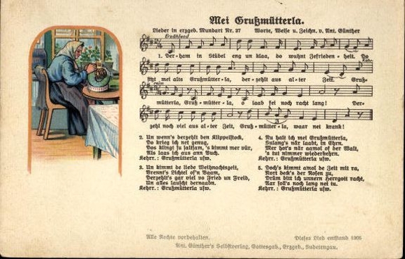30 individual song cards, Anton Günther