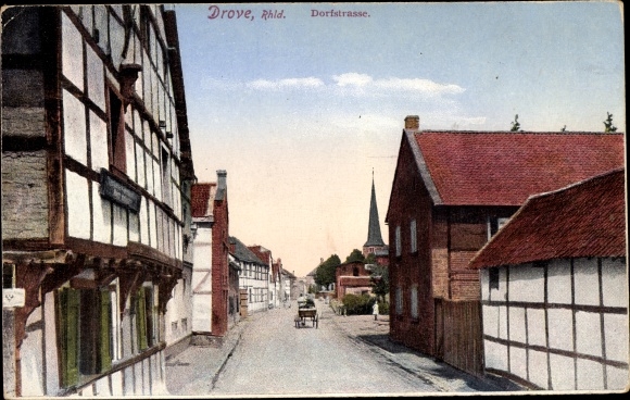 Ak Drove Kreuzau in Noordrijn-Westfalen, Dorfstrasse, vakwerkhuizen