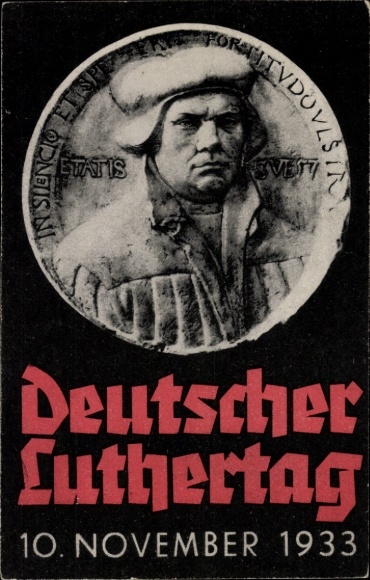 Postcard German Luther Day 10 November 1933, Reformer Martin Luther, portrait