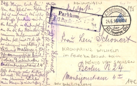 Postcard Crown Prince Wilhelm of Prussia, King Friedrich August III of Saxony