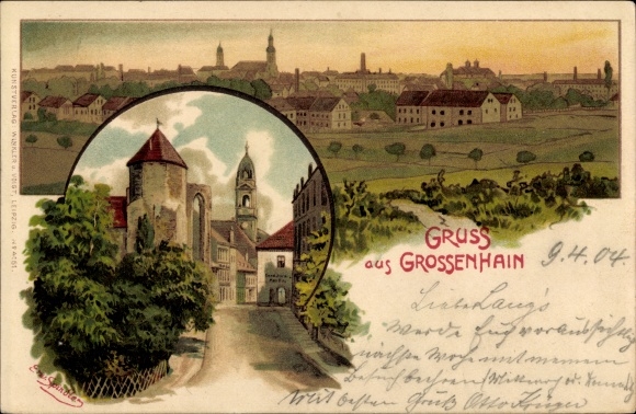 Artist PC Spindler, Erwin, Grossenhain Saxony, overall view, tower