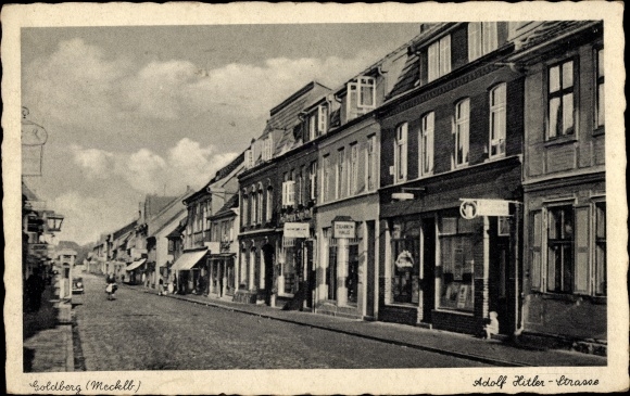 Postcard Goldberg in Mecklenburg, Adolf Hitler Street