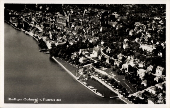 Postcard Überlingen on Lake Constance, aerial photograph