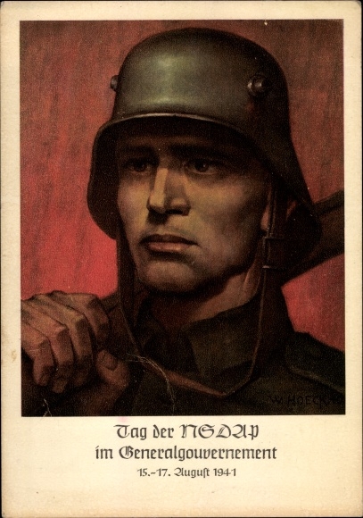 Artist PC Hoeck, W., Kraków, Day of the NSDAP in the General Government 1941, Wehrmacht soldier