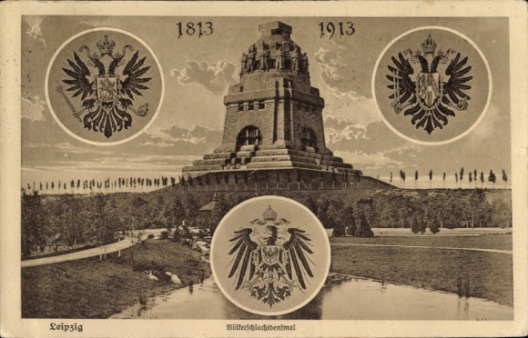 Postwaardestuk Leipzig, Monument van de Volkerenslag, 1813, 1913, wapenschild, PP 27 C 222 05
